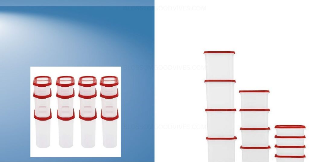 3. Cutting EDGE AirTight 3 Line Red Lid Modular Kitchen Storage Container Set for Rice, Dal, Atta, Flour, Cereals, Stackable, BPA Free Pack of 12(1800ml x 4, 1200ml x 4, 525ml x 4)