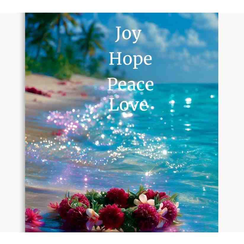 GLITTERY OCEAN BEACH JOY HOPE PEACE LOVE CANVAS