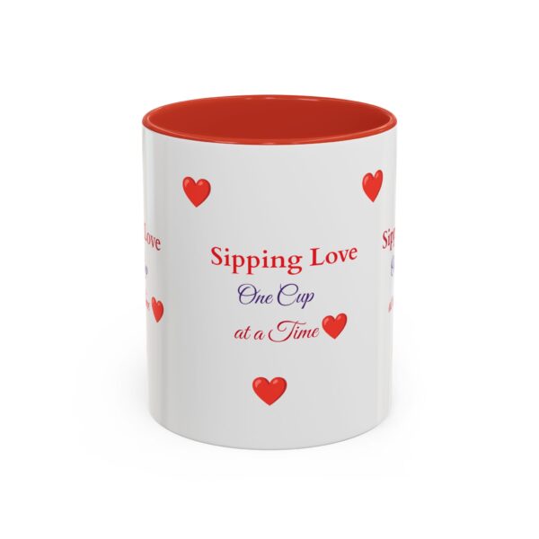 Love-Themed Accent Coffee Mug - "Sipping Love One Cup at a Time"