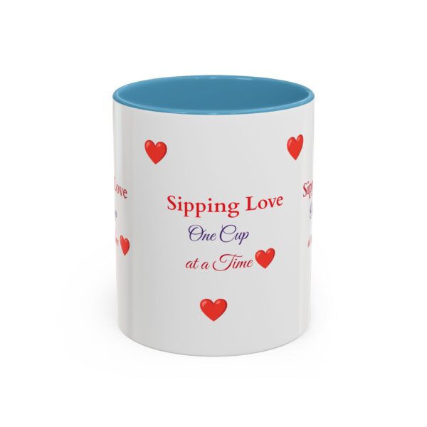 Love-Themed Accent Coffee Mug - "Sipping Love One Cup at a Time" - Image 9