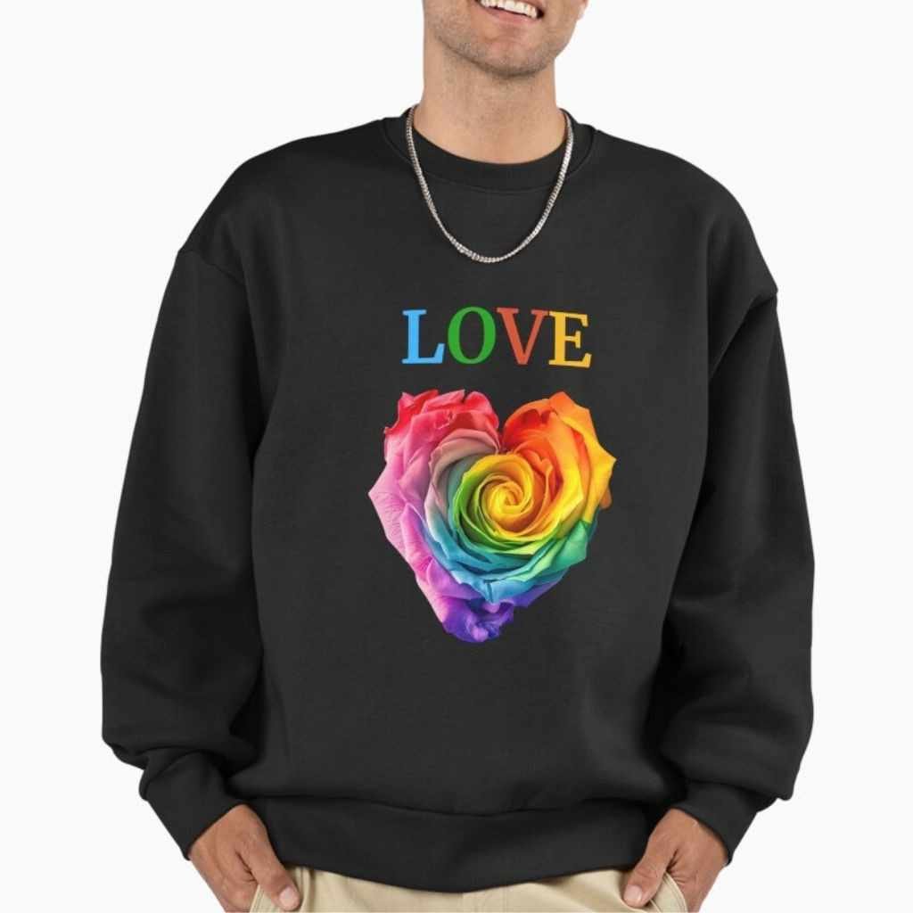 RAINBOW HEART ROSE LOVE GIFTS Premium Oversized Sweatshirt