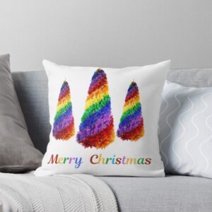 Rainbow Christmas Tree Merry Christmas | Colorful Christmas tree Merry Christmas Pillow