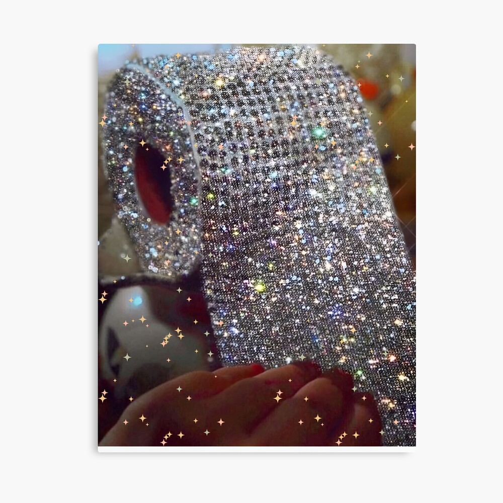 BATHROOM DECOR ARTWORK CANVAS GLITTERY TOILET PAPER