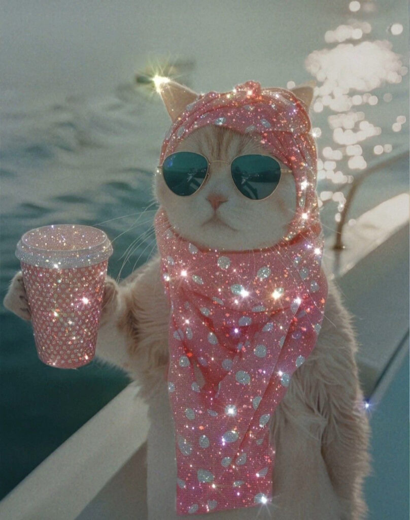 glittery cat