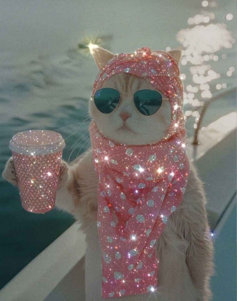 glittery cat