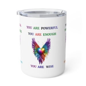 POSITIVE AFFIRMATIONS INSULATED MUG — POSITIVE QUOTES 'You Are Powerful, You Are Enough, You Are Wise' INSPIRATIONAL MUG