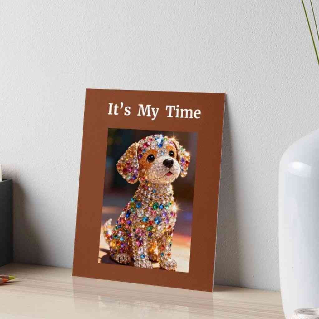 CUTE GLITTERY DOG PRINTED ART BOARD