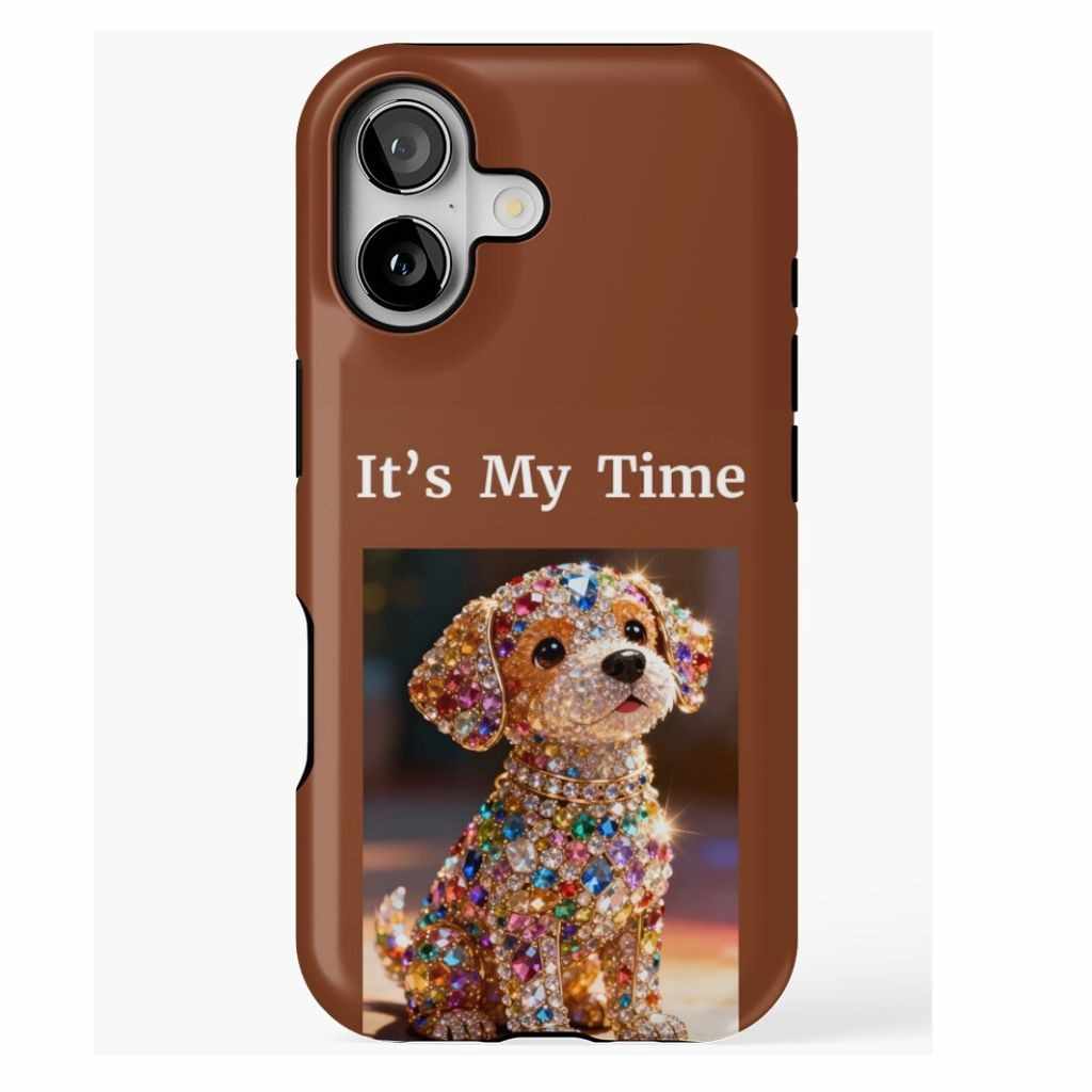 CUTE GLITTERY DOG PRINTED PHONE CASE