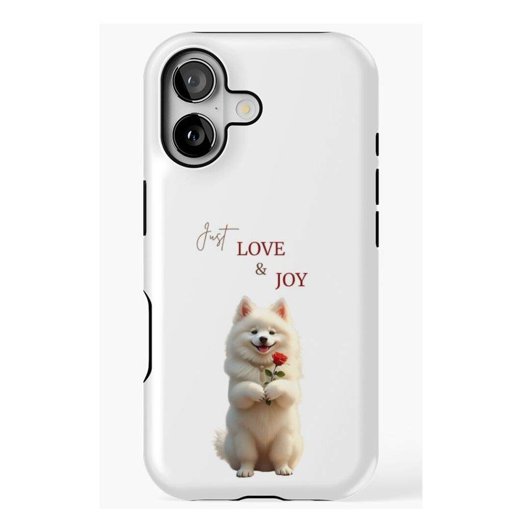 LOVE & JOY QUOTED WITH CUTE DOGGY PHONE CASE FOR DOG LOVERS