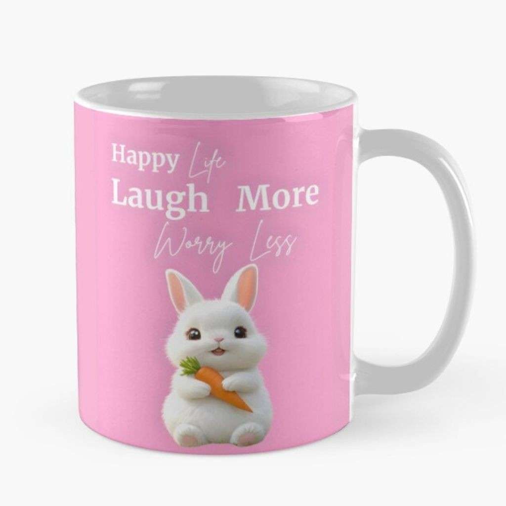 Laugh more worry less quoted mug